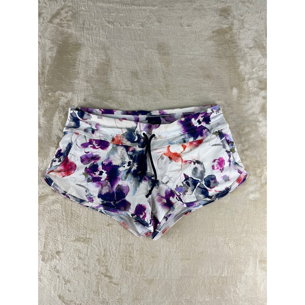 Athleta Womens Watercolor Floral Board Shorts Purple White Size S Swim Shorts - Picture 10 of 10
